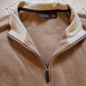 Men's Tasso Elba Zip Up Sweater Tan - XL